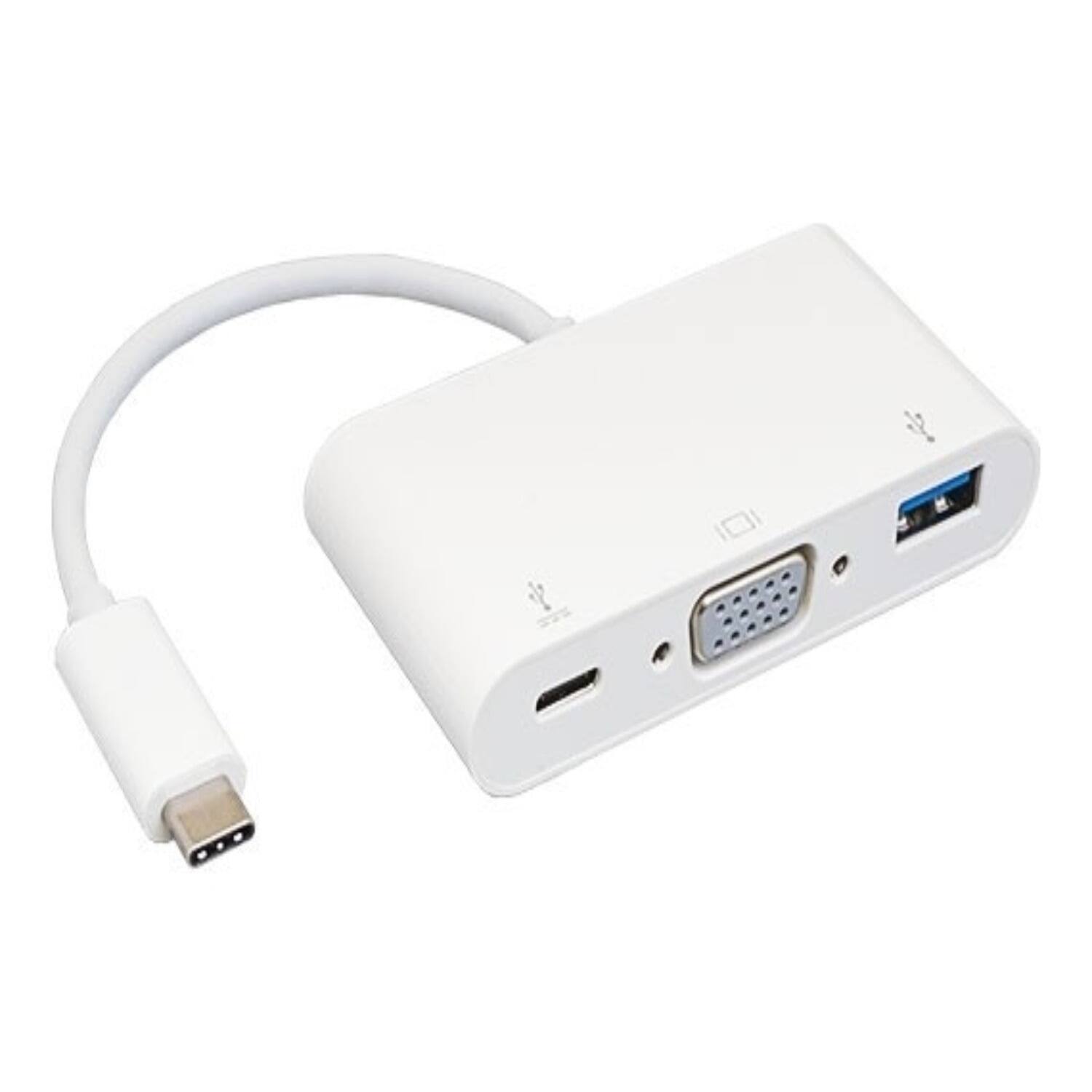 Sanoxy - USB 3.1 Type C to VGA + USB 3.0 Type A + Type C Date and Charging Adapter - White