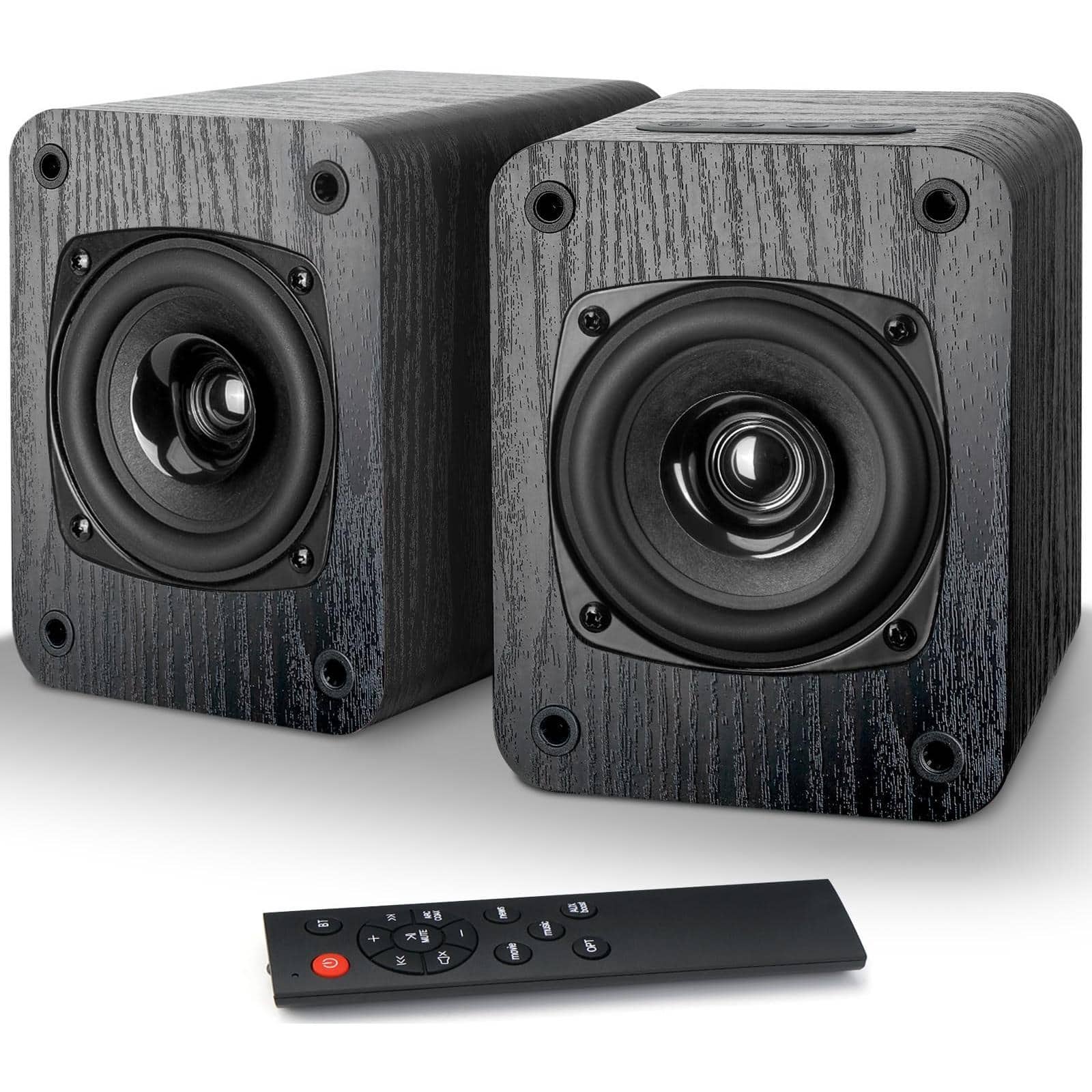 Pacoar Cade - Bookshelf Speakers Built-in Amplifier Vinyl Record Player 30w*2 Turntable Dual Cone Driver Optical/aux/tv-arc Input R - Default