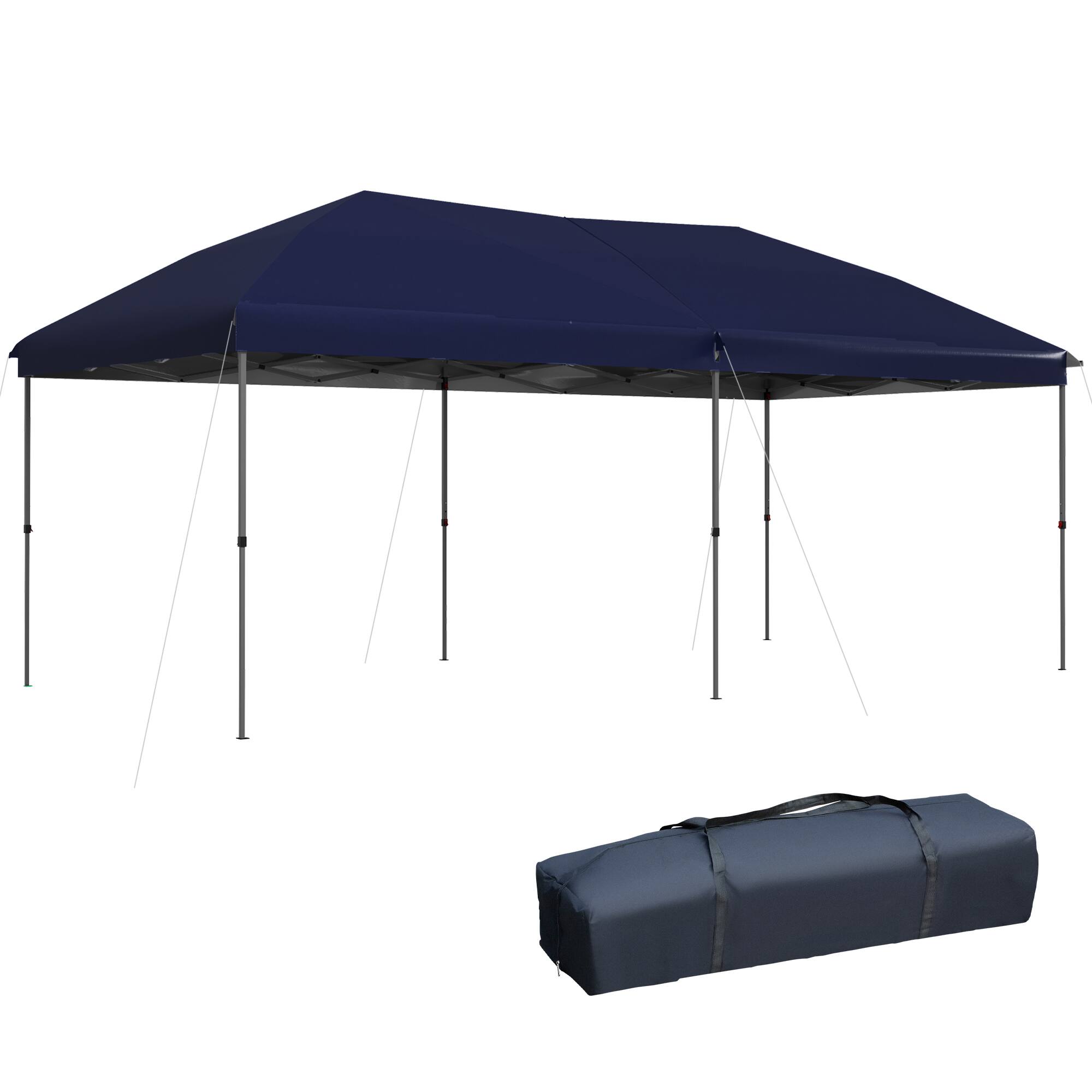 Front. Outsunny - 10' x 19' Pop Up Canopy with Easy Up Steel Frame, 3-Level Adjustable Height and Carrying Bag - Blue.
