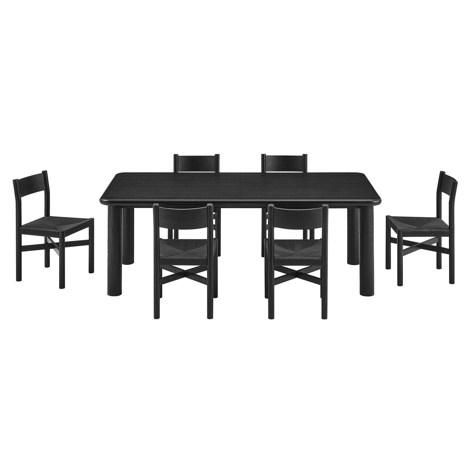 Alt View 1. Modway - Alvia 7-Piece Wood Extendable Dining Table and Chairs Set by Modway - Black.