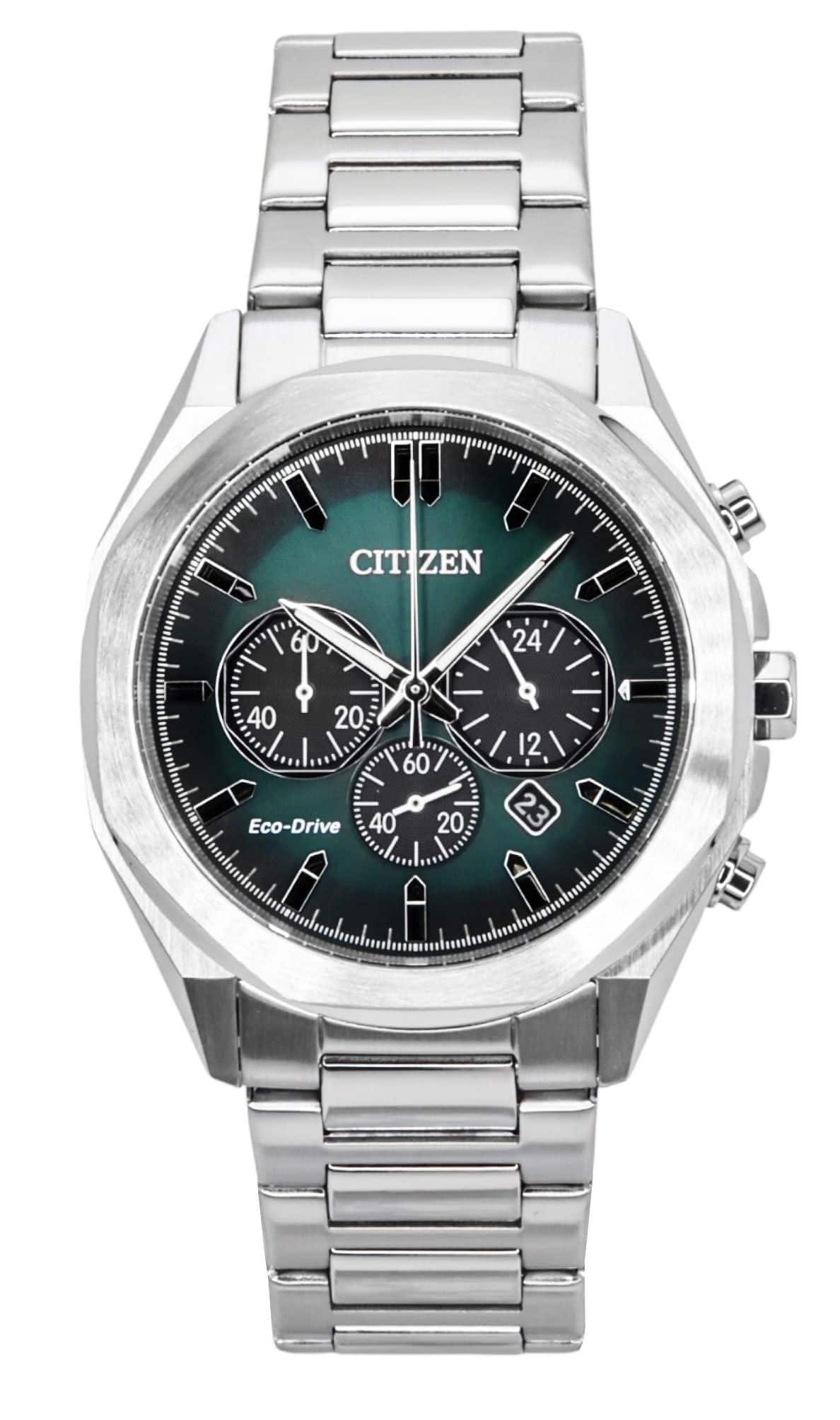 Citizen - Eco-Drive Chronograph Stainless Steel Green Dial CA4590-81X 100M Men's Watch - Silver, Green