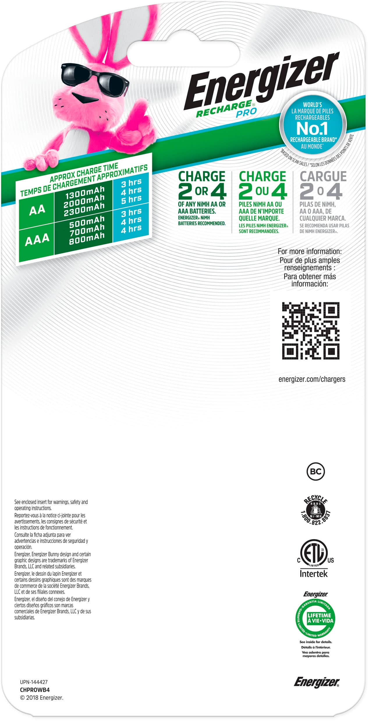 Alt View 1. Energizer - Rechargeable AA and AAA Battery Charger (Recharge Pro) with 4 AA NiMH Rechargeable Batteries - Black.