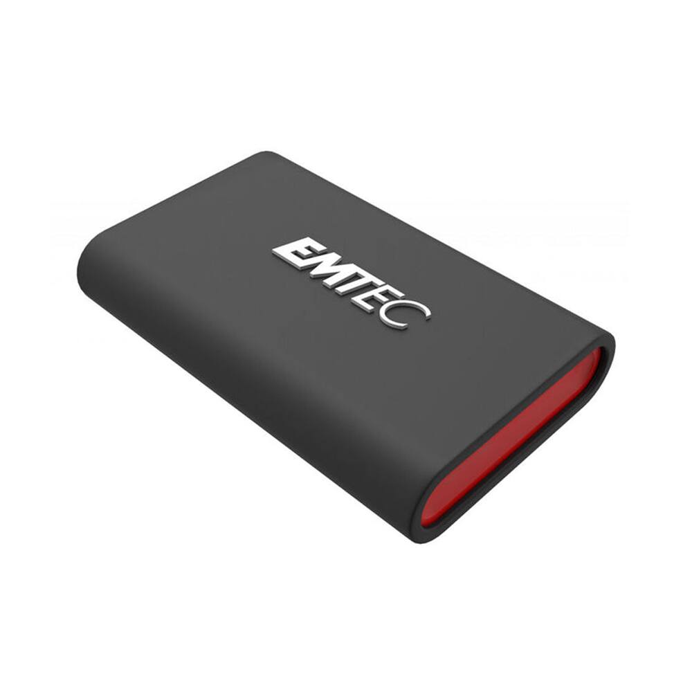 Angle. EMTEC - 256GB 3.2GEN Elite SATA III Portable Solid State Drive (SSD) with NAND Technology - Black.