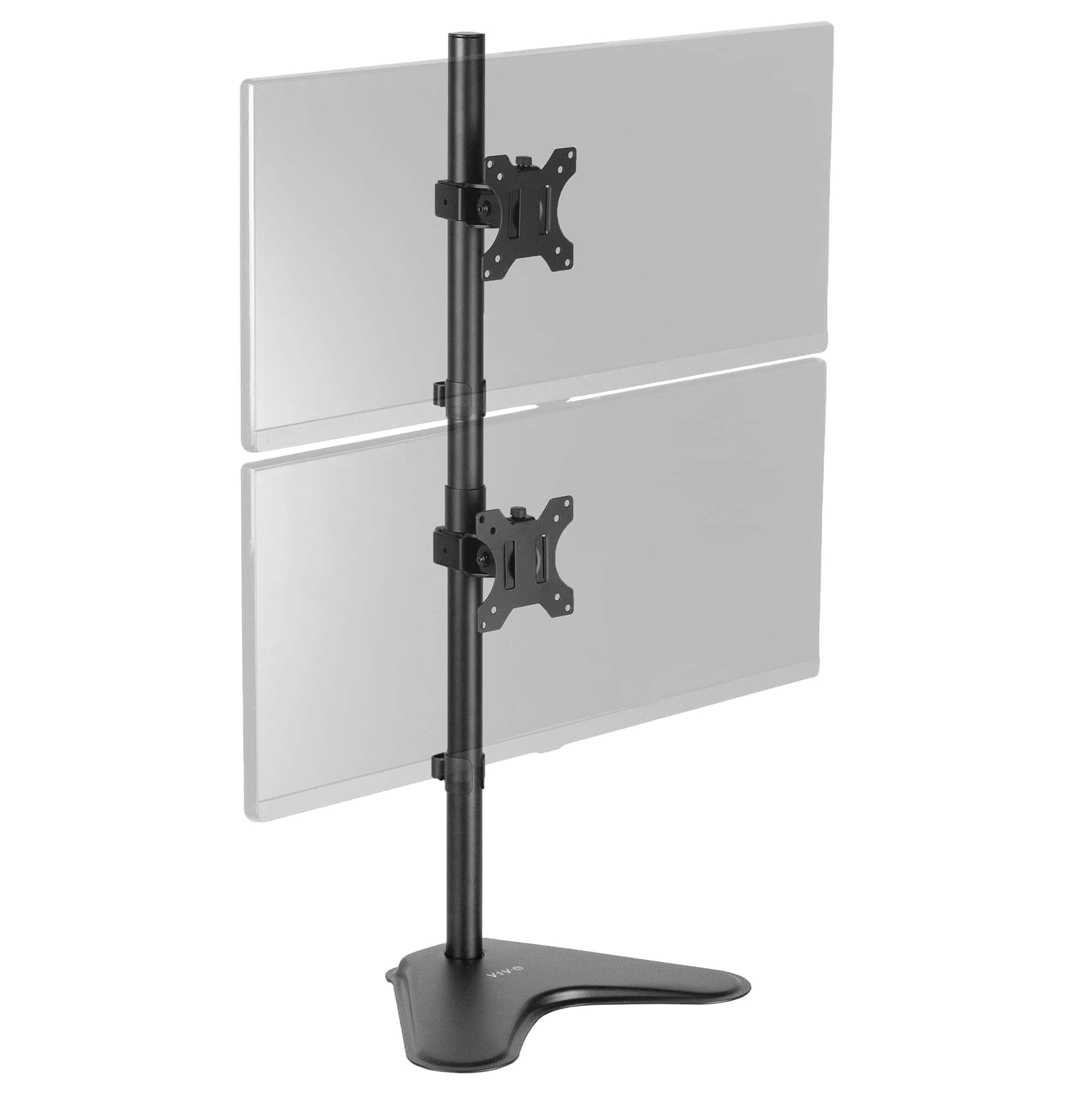 Refined Abode Design - Dual Monitor Desk Stand Free standing Lcd Mount Holds In Stacked Vertical Position 2 Ultrawide Screens Up T - Black