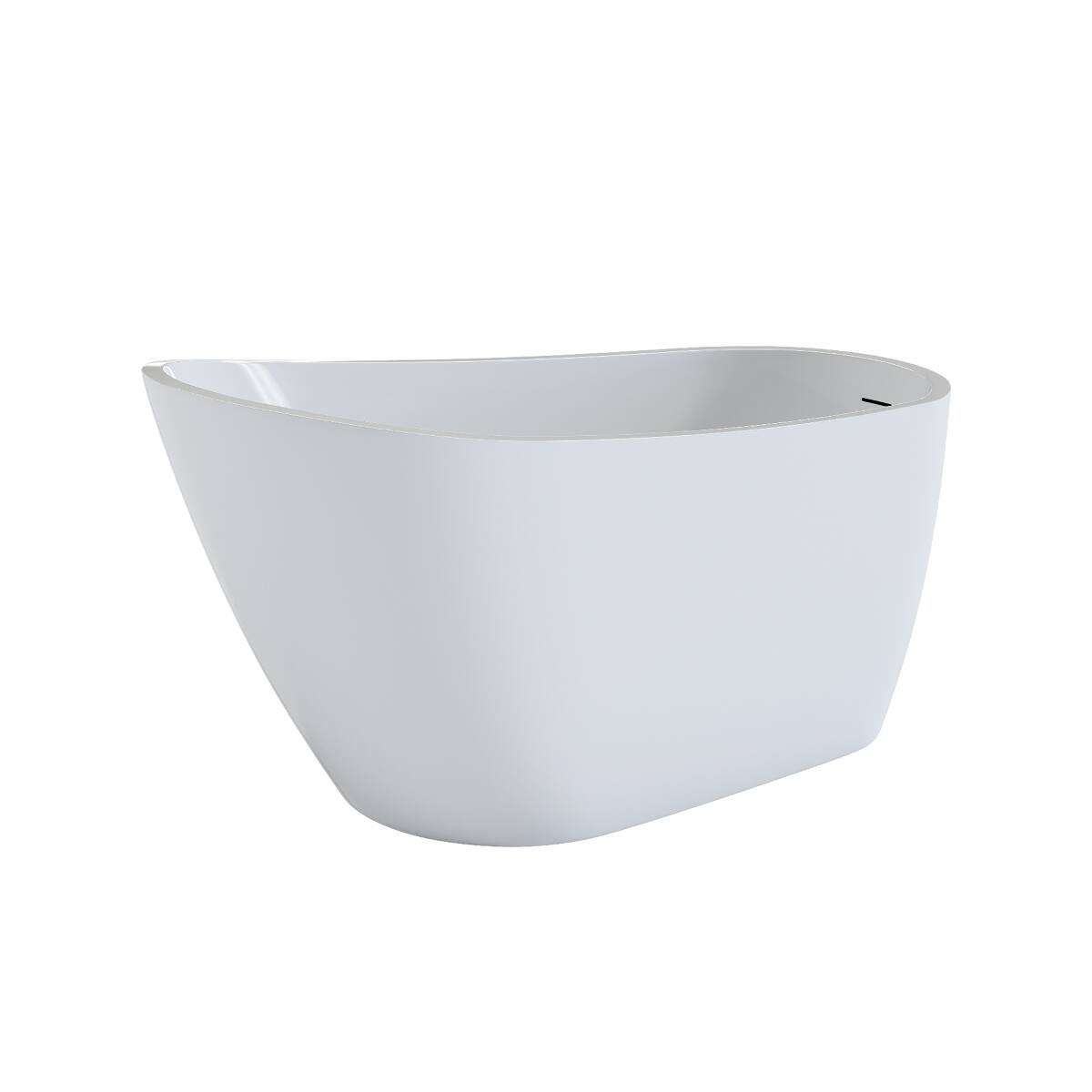 Alt View 9. Loheer - Loheer 55 Inch Acrylic Freestanding Bathtub Deep Soaking Glossy White Stand Alone Tub with Pop Up Drain - Glossy White.