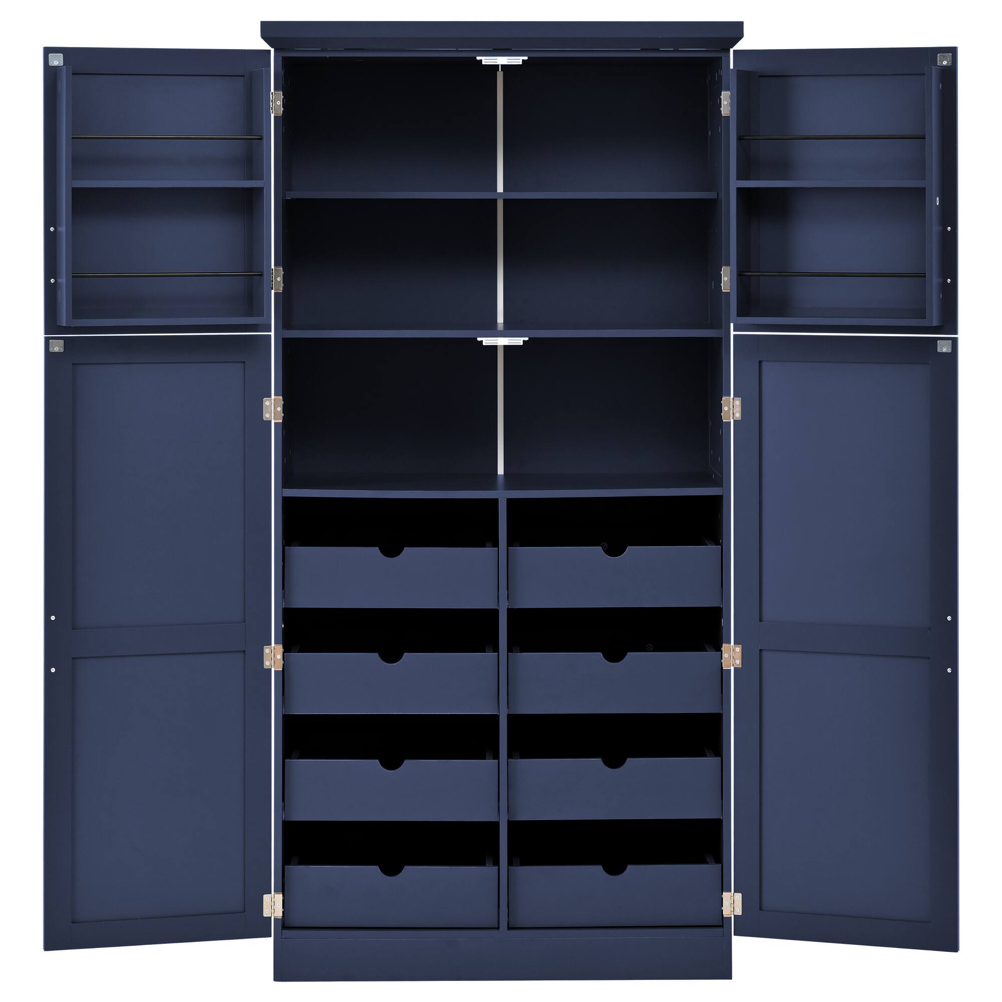 Alt View 3. Forest'nSky - 70.9" Freestanding Pantry Cabinet, 35.5" Wide with 8 Pull-Out Trays & Door Shelves for Dining Room, Blue - Blue.
