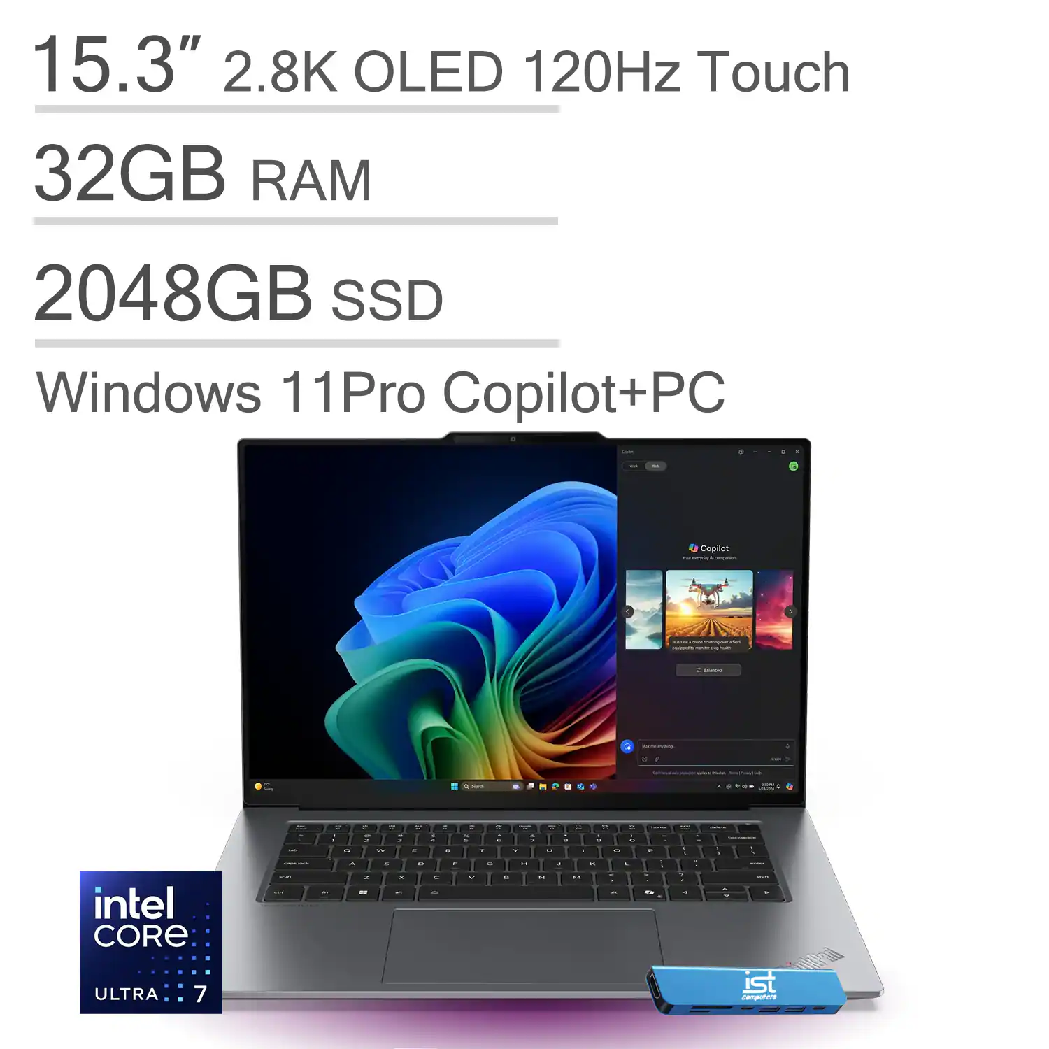 Lenovo - ThinkPad X9 15 Gen1 Aura Edition 15" 2.8K OLED Touchscreen Laptop - Intel Core Ultra 7 258V - 32GB RAM - 2TB SSD - Thunder Grey