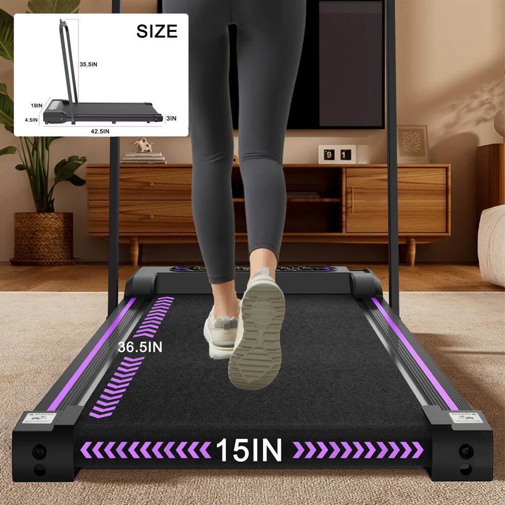 APRILSOUL - Under Desk Treadmill Walking Pad 2 in 1 Portable with Handle Remote LED Display - Black