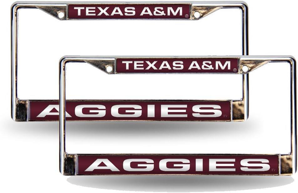 Rico Industries - Texas A&M Aggies Chrome Metal Laser Cut License Plate Frame - Set of 2 Frames - Multi