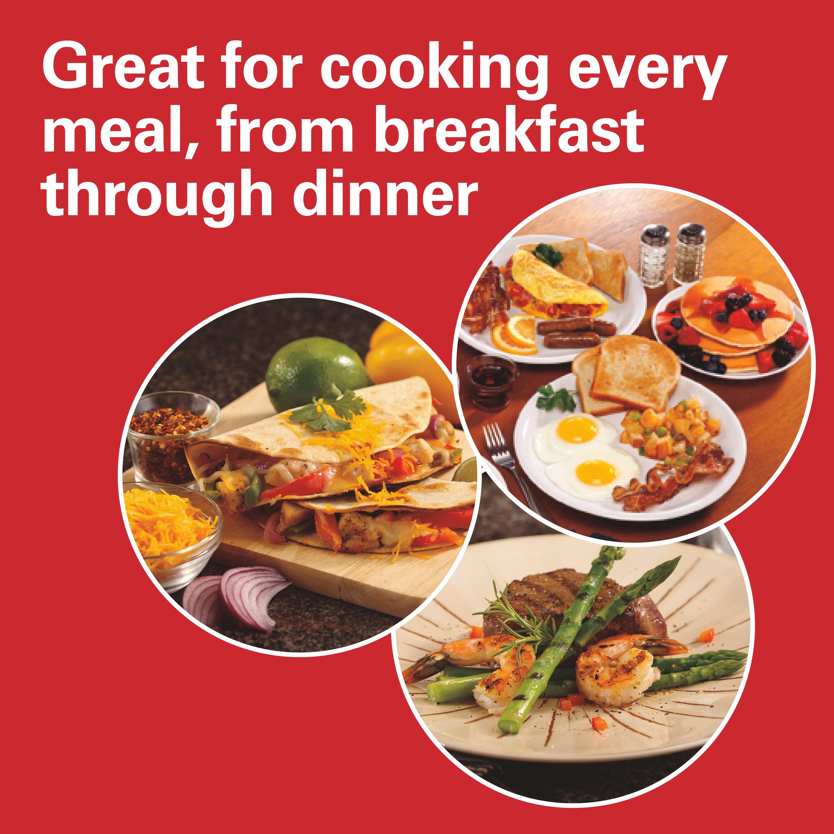 Great for cooking every meal, from breakfast through dinner