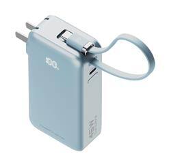 Back. ReelCharge - ReelCharge 45W Power Bank with Retractable Cable, 10,000mAh (Cool Blue).