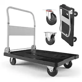 VEVOR - Foldable Push Cart Dolly, 660 lbs Capacity, Folding Platform Truck with Swivel Wheels, Moving Platform Hand Truck - Black