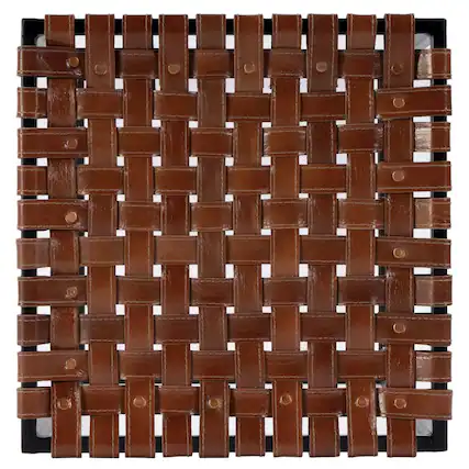 Front. Butler Specialty - 30 in. Seat Height Leather and Iron Backless Bar Stool with Footrest - Brown.