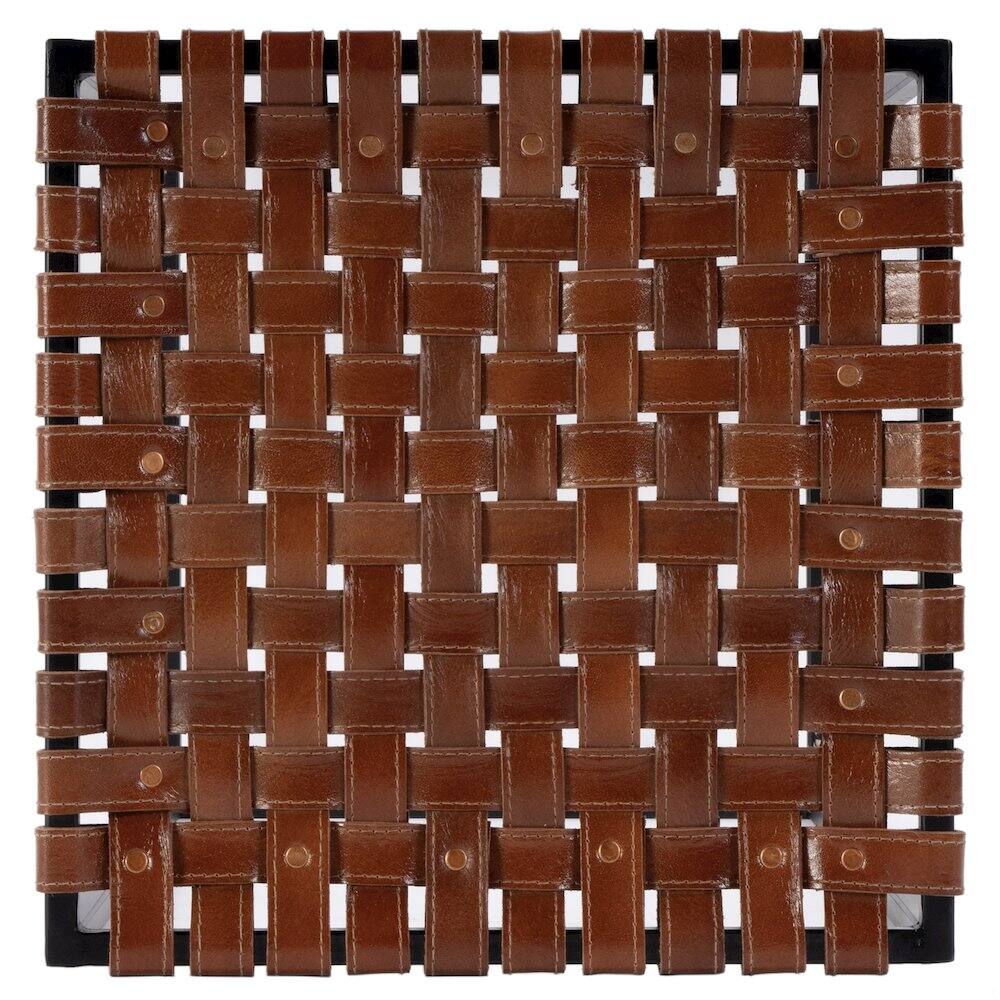Front. Butler Specialty - 30 in. Seat Height Leather and Iron Backless Bar Stool with Footrest - Brown.