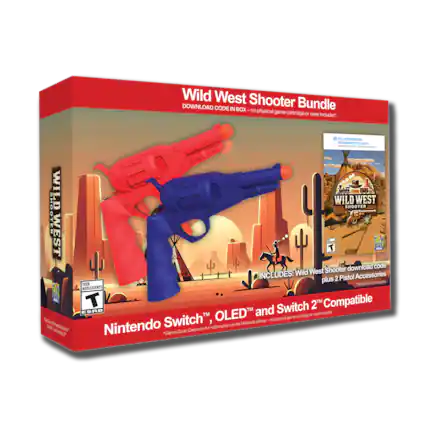 Wild West Shooter Bundle
CODE IN BOX - no physical game cartridge or case included
INCLUDES: Wild West Shooter download code plus 2 Pistol Accessories
- Toy-Con not included
Nintendo Switch™, OLED™ and Switch 2™ Compatible
*Game Code Card only for redemption on the Nintendo eShop - no physical game cartridge or case included
TEEN
ADOLESCENTS
ESRB
Nintendo Switch™
*Game Code Card only for redemption on the Nintendo eShop - no physical game cartridge or case included
WILD WEST SHOOTER
FULL GAME DOWNLOAD
INCLUDES: Wild West Shooter download code plus 2 Pistol Accessories
- Toy-Con not included
Nintendo Switch™, OLED™ and Switch 2™ Compatible
*Game Code Card only for redemption on the Nintendo eShop - no physical game cartridge or case included
WILD WEST SHOOTER
FULL GAME DOWNLOAD
INCLUDES: Wild West Shooter download code plus 2 Pistol Accessories
- Toy-Con not included
Nintendo Switch™, OLED™ and Switch 2™ Compatible
*Game Code Card only for redemption on the Nintendo eShop - no physical game cartridge or case included
WILD WEST SHOOTER
FULL GAME DOWNLOAD
INCLUDES: Wild West Shooter download code - T (Teen 13+)