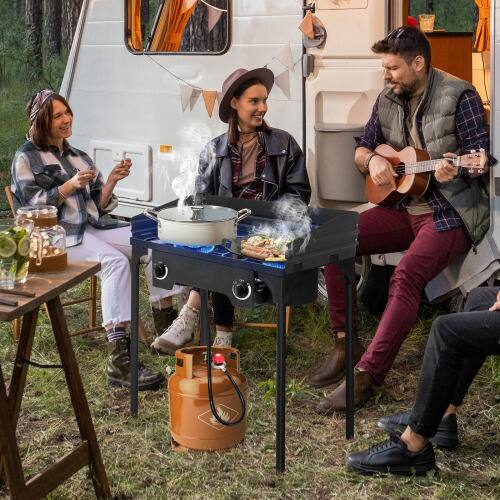 Alt View 9. Winado - Portable Propane 150,000-BTU 2 Burner Gas CookerStove Grill for Outdoor Camping - Black.