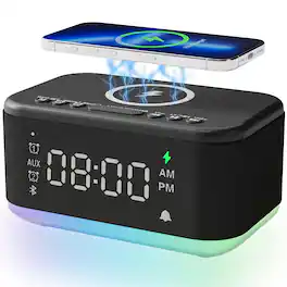 Dazzed Corner - Alarm Clock Speaker Wireless Charger, Digital Alarm Clock,12 24H RGB Night Light - Black