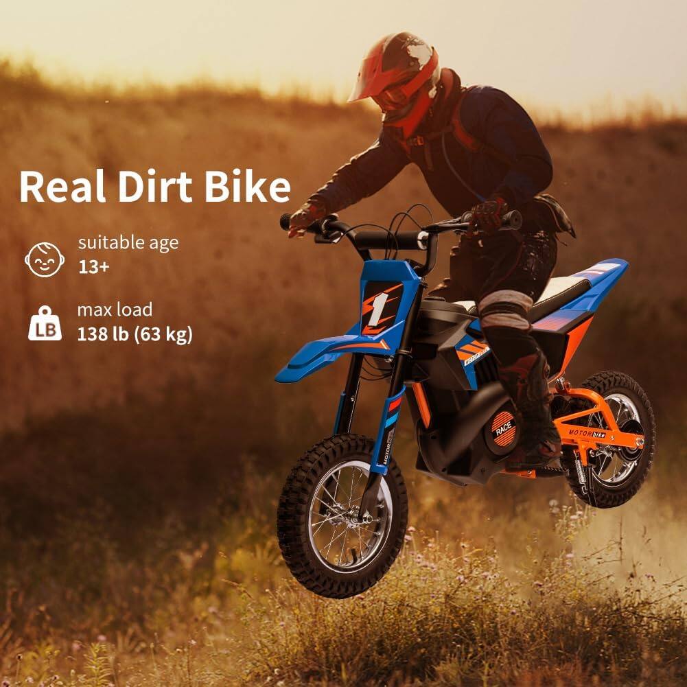 Real Dirt Bike  
suitable age 13+  
max load 138 lb (63 kg)