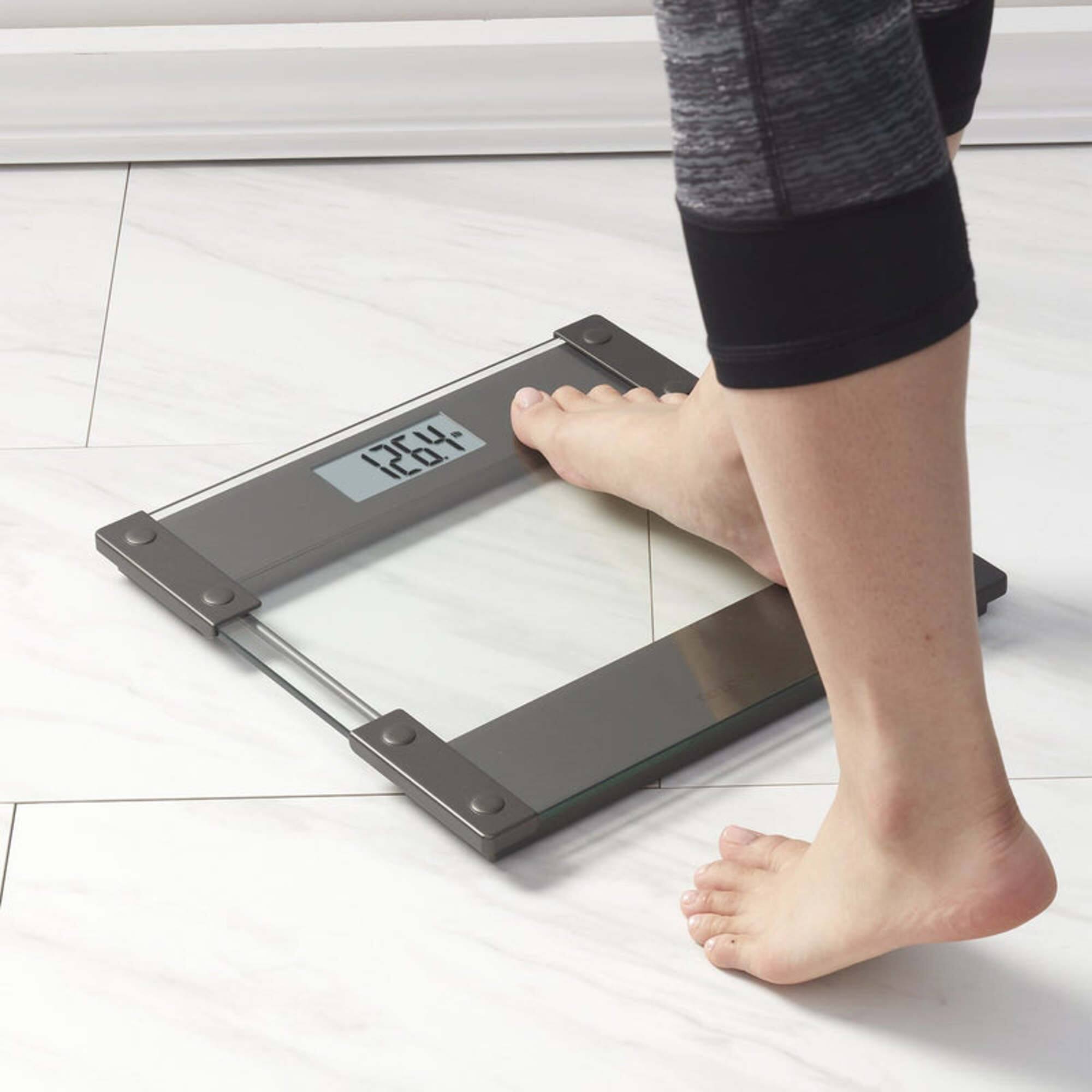Left. Taylor - Taylor Digital Glass & Stainless Steel Hinge Design Body Composition Scale - Clear.