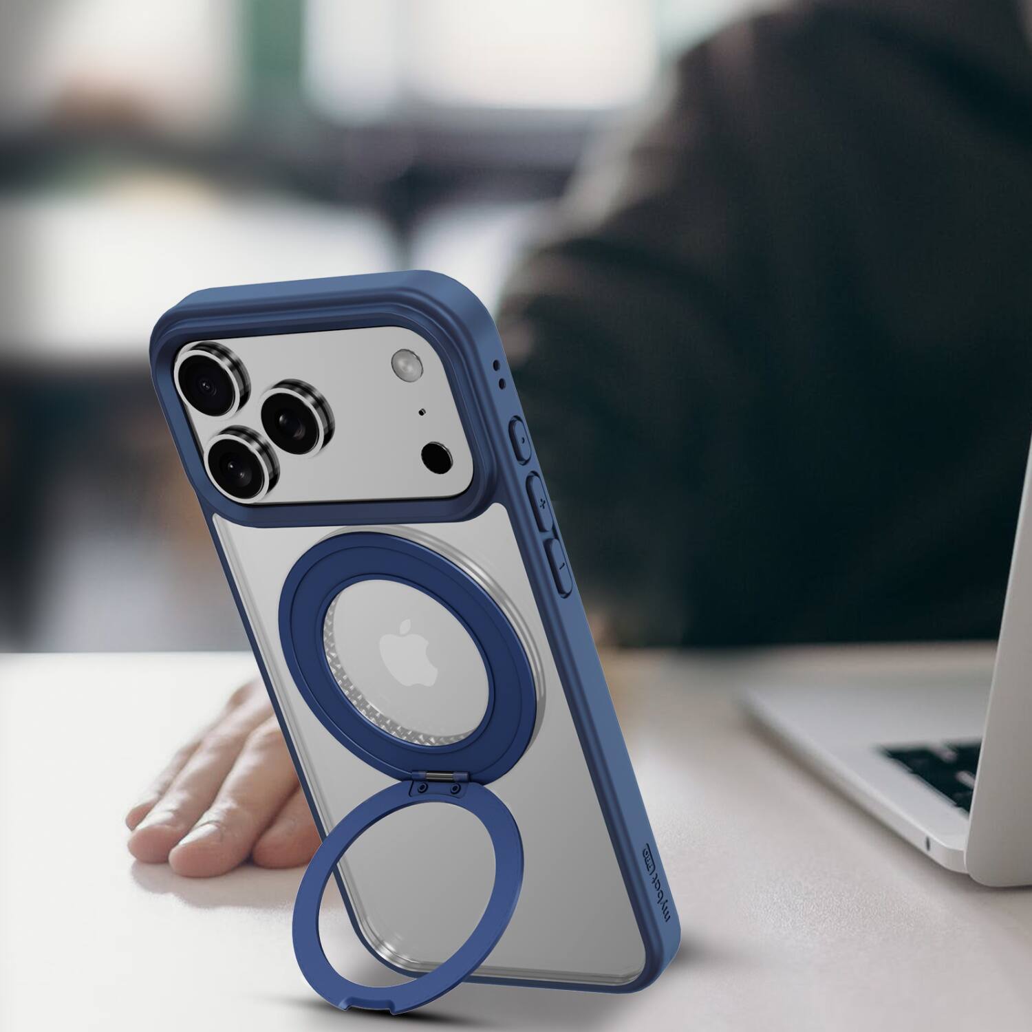 Alt View 4. Mybat Pro - MyBat Pro Lure Series 360° Ring Stand MagSafe Case for Apple iPhone 17 Pro - Blue - Blue.