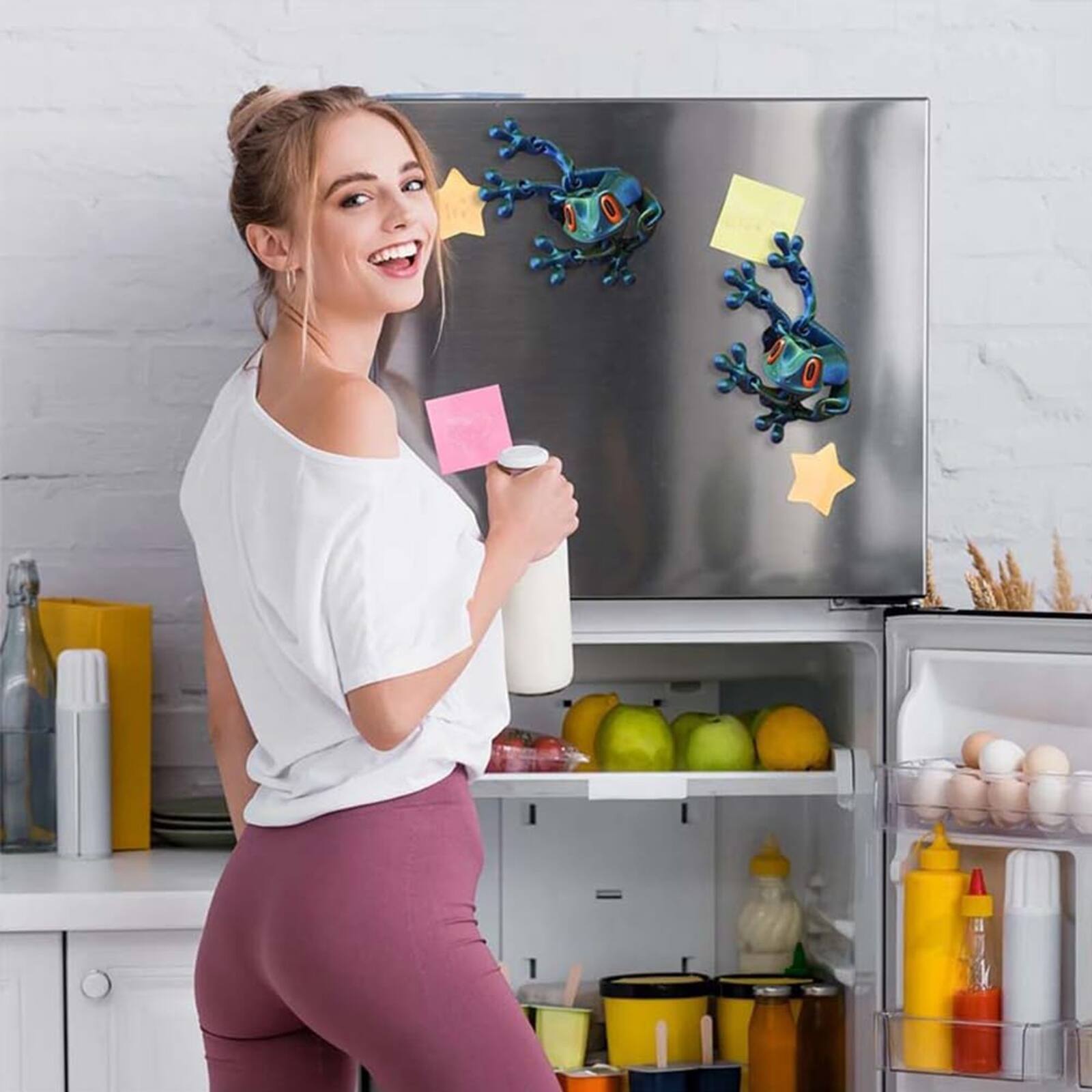 Alt View 4. MITAOSLIM - 4pcs 3D Printed Magnetic Frog Realistic Jointed Jumping Frogs Model, Home Office Decor - multicolour.