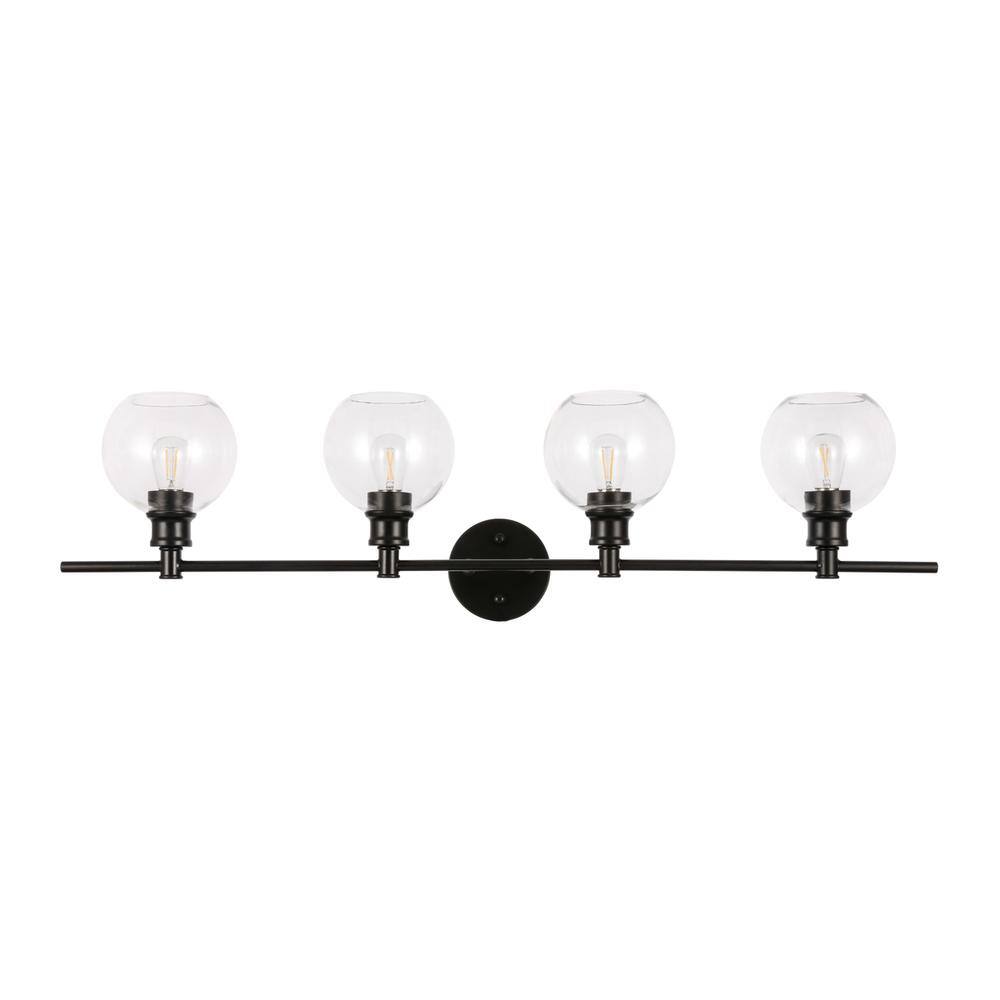 Alt View 9. Living District - Collier 4 light Black and Clear glass Wall sconce - Black And Clear Glass.