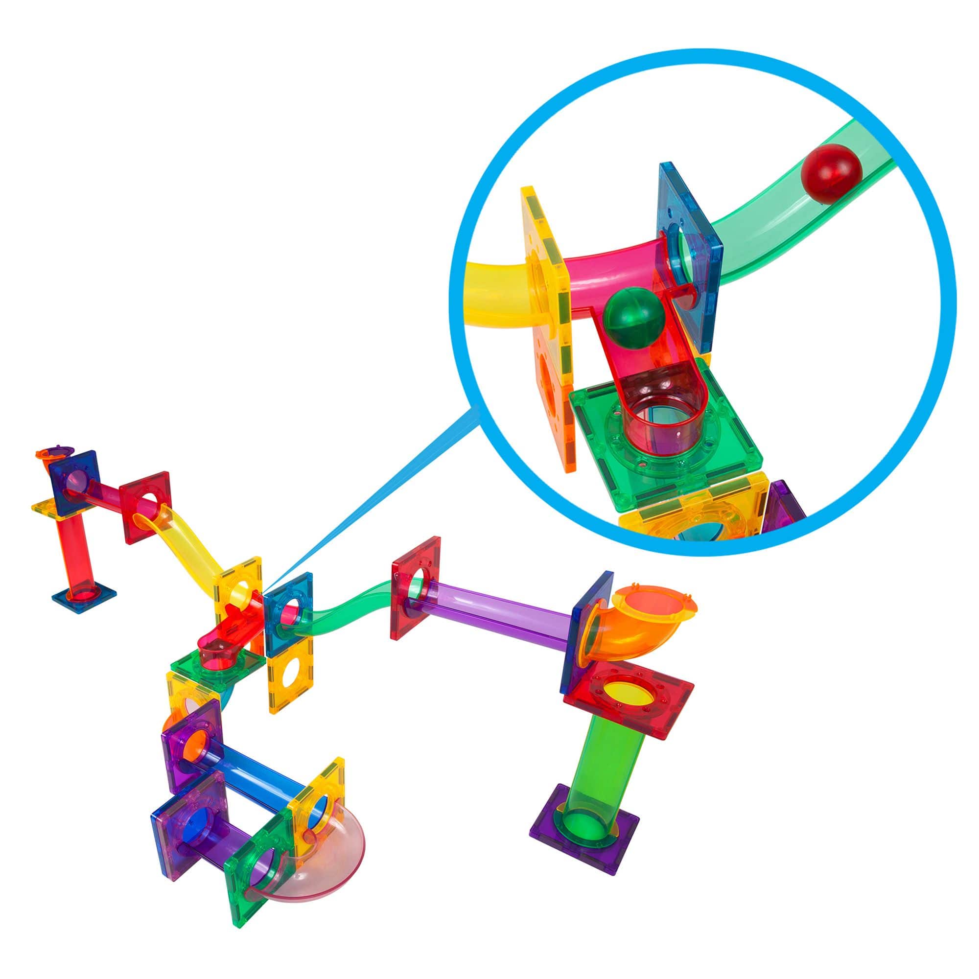 PicassoTiles - PICASSO-TILES Marble Run Magnetic Tiles for Kids, 40PCS, Construction Magnet Tiles Race Track Building Blocks STEM Toy - Multicolor