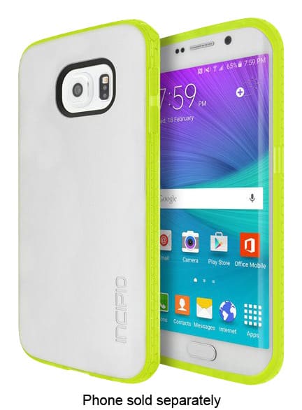 Front. Incipio - Octane Case for Samsung Galaxy S6 edge Cell Phones - Frost/Neon Green.