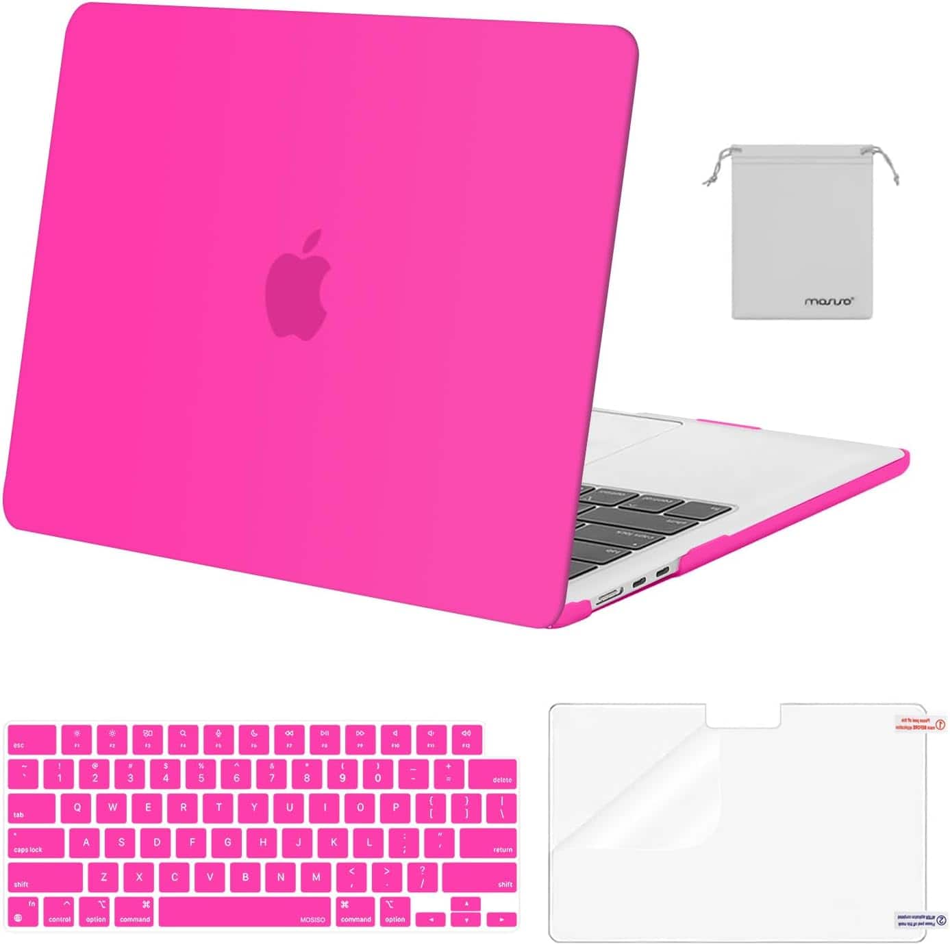 mosiso - Case for 13-inch MacBook Air M5 A3449 M4 A3240 M3 A3113 M2 A2681 with Keyboard Cover Screen Protector and Pouch - Bright Rose price history on PriceWatchPro