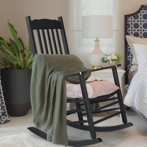 Alt View 9. Winado - 1PC 46in Classic Wooden Rocking Chair Oversized Porch with Armrest Durable Rocker for Indoor Outdoor Garden Patio - Black.