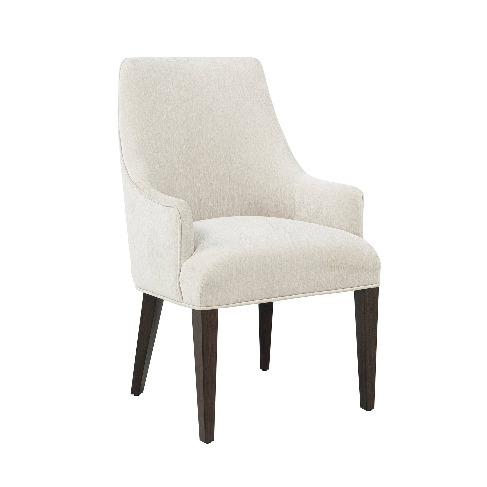 Manhattan Comfort Beever Modern Wood Chenille Dining Chair with Arms ...