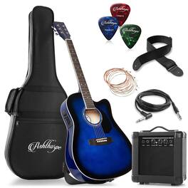 Ashthorpe - 41-in Thinline Cutaway Acoustic Electric Guitar with 10 Watt Amp - Blue