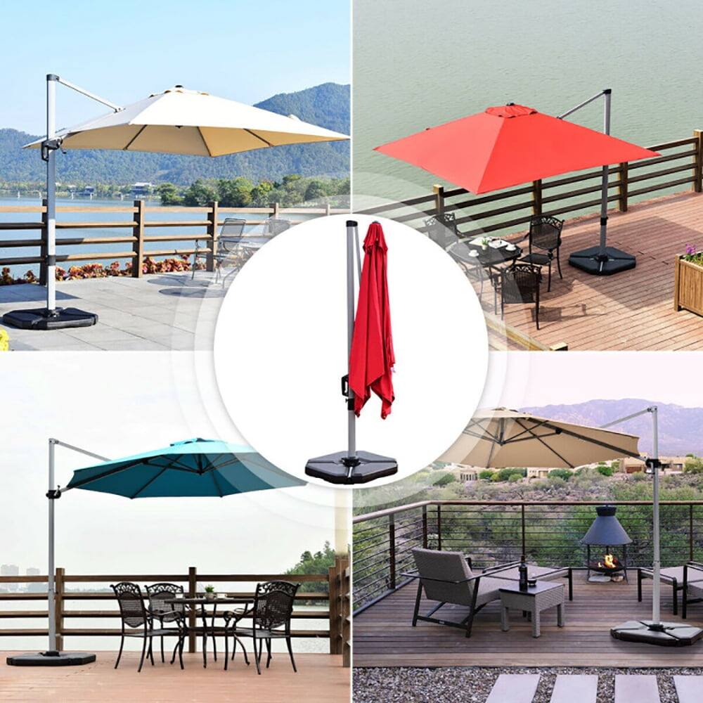 Alt View 5. Kadyn - Outdoor Umbrella Base 4 Pieces 195 lbs Patio Cantilever Offset Umbrella Base Weight Sand Black - Black.