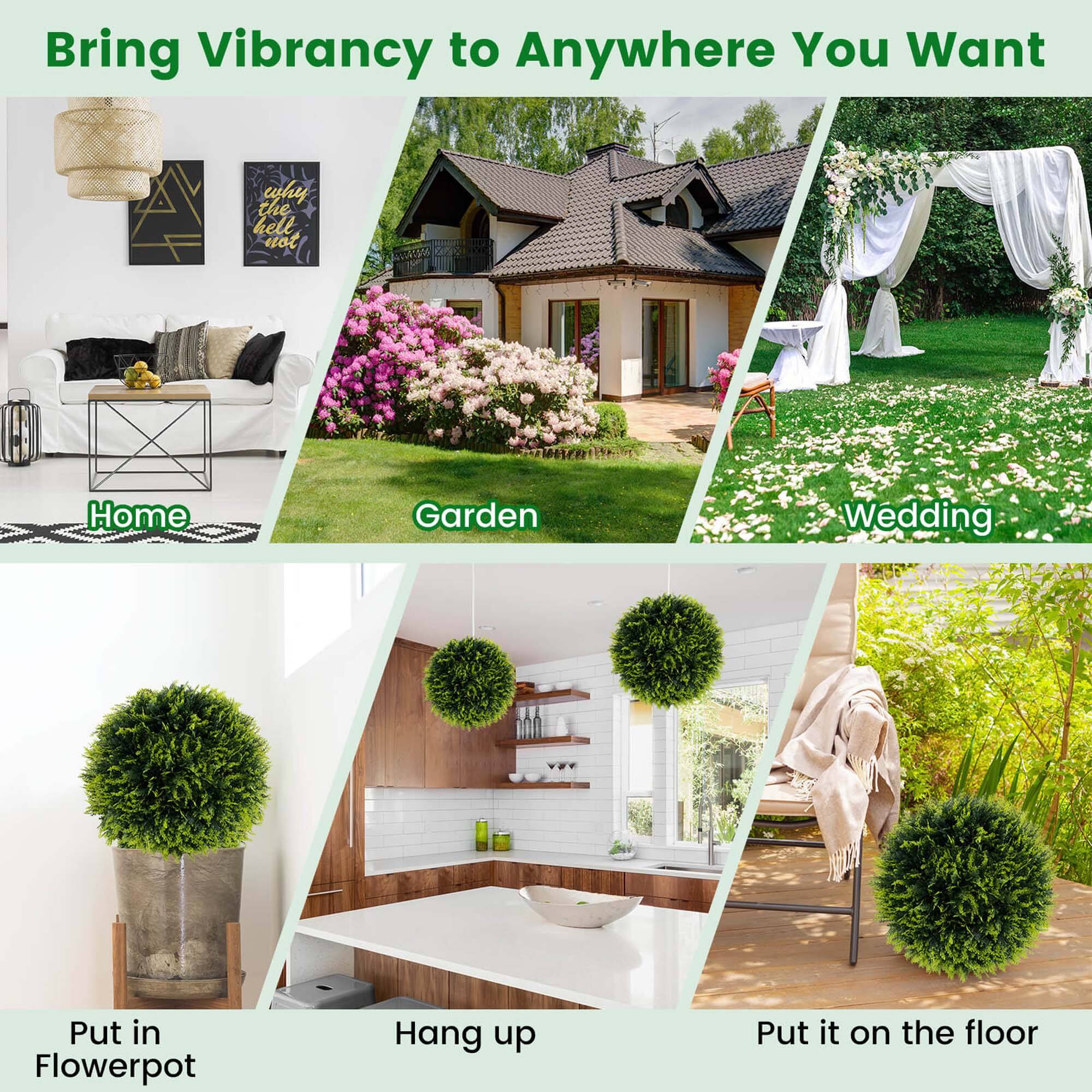 Bring Vibrancy to Anywhere You Want

Home  
Garden  
Wedding

Put in Flowerpot  
Hang up  
Put it on the floor