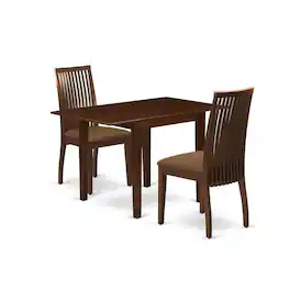 East West Furniture - 3 Piece Dining Room Furniture Set Contains a Rectangle Dining Table - Mahogany