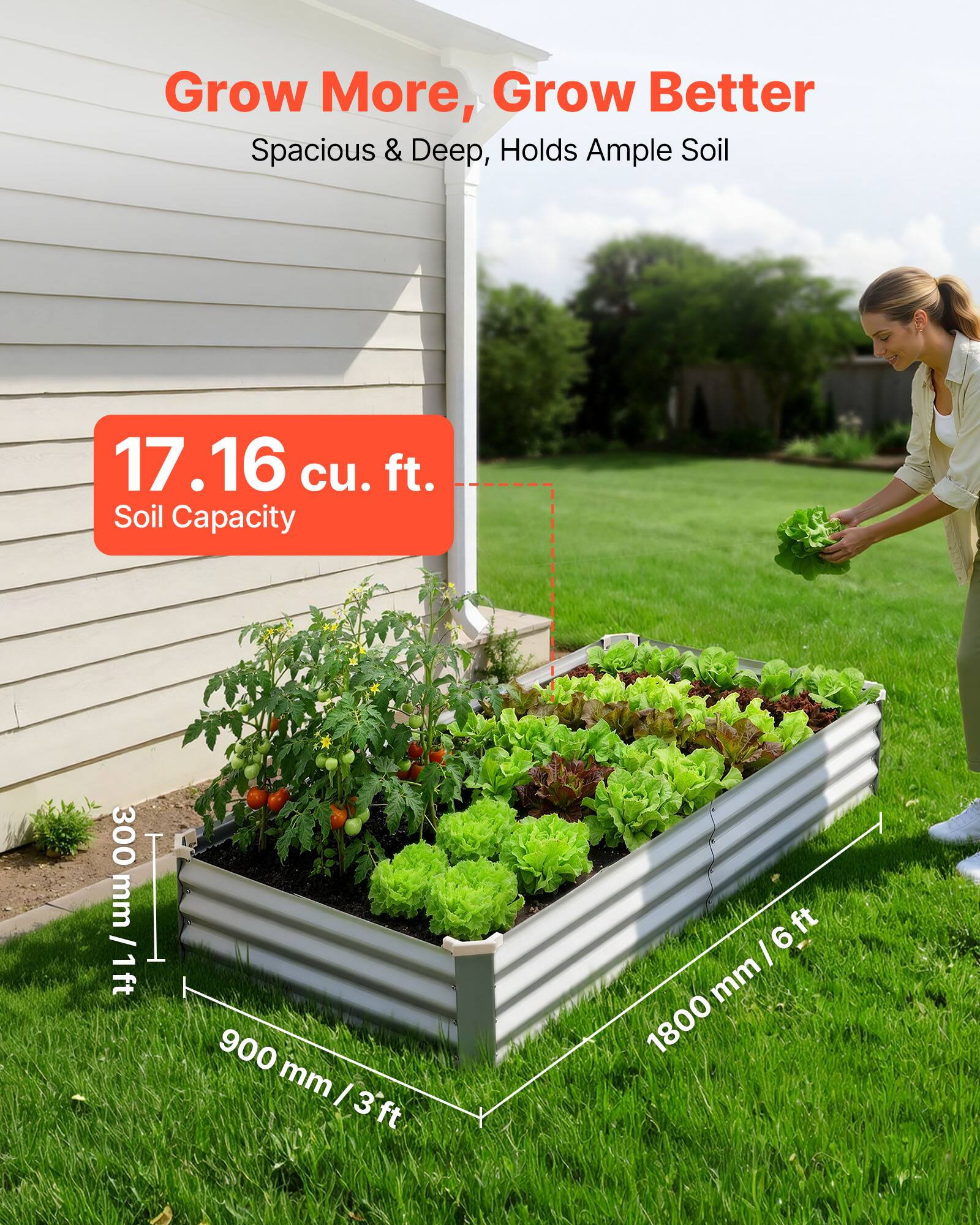 Grow More, Grow Better  
Spacious & Deep, Holds Ample Soil  

17.16 cu. ft. Soil Capacity  

300 T 1 mm / 1 ft  
900 mm / 3 ft  
1800 mm / 6 ft