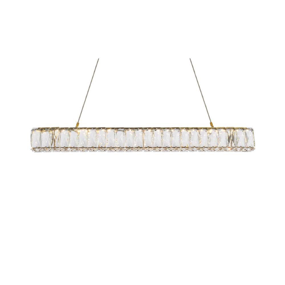 Angle. Elegant Lighting - Monroe 31 inch LED linear pendant in gold - Gold.