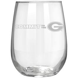 Great American Products - Georgia Bulldogs Etched 17oz. Rally Cry Stemless Wine Glass - Multicolor