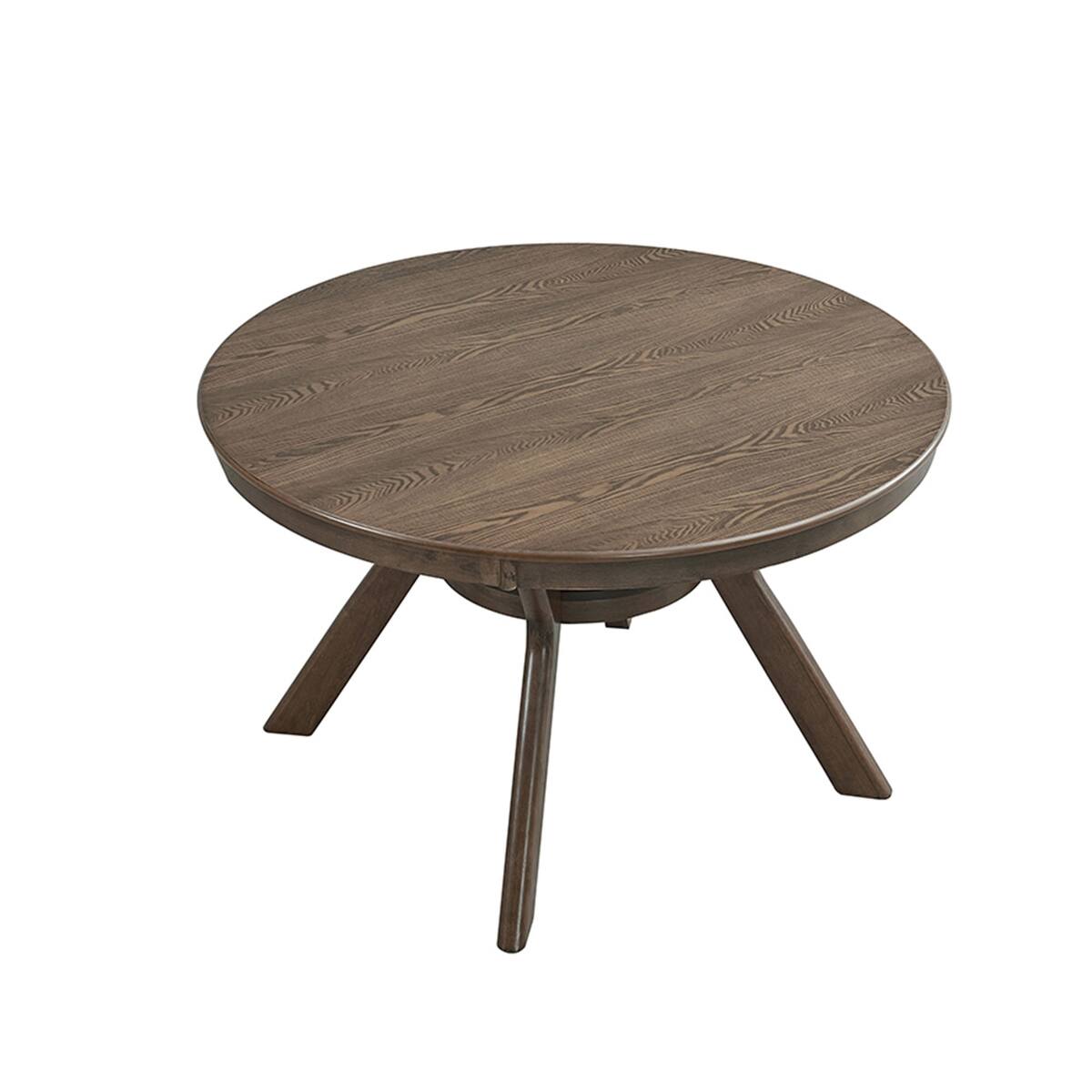 Left. Loheer - Loheer Oak Round Dining Table, 47 Inch Tabletop for 4 to 6, Trestle Pedestal Base - Oak.