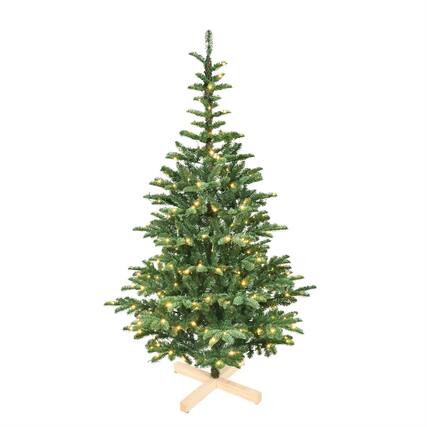 Front. Pefilos - 7ft Tall LED Christmas Tree with 941PE/PVC Mixed Branch Tips & Hinged Foldable Base, for Indoor Decorations - Green.