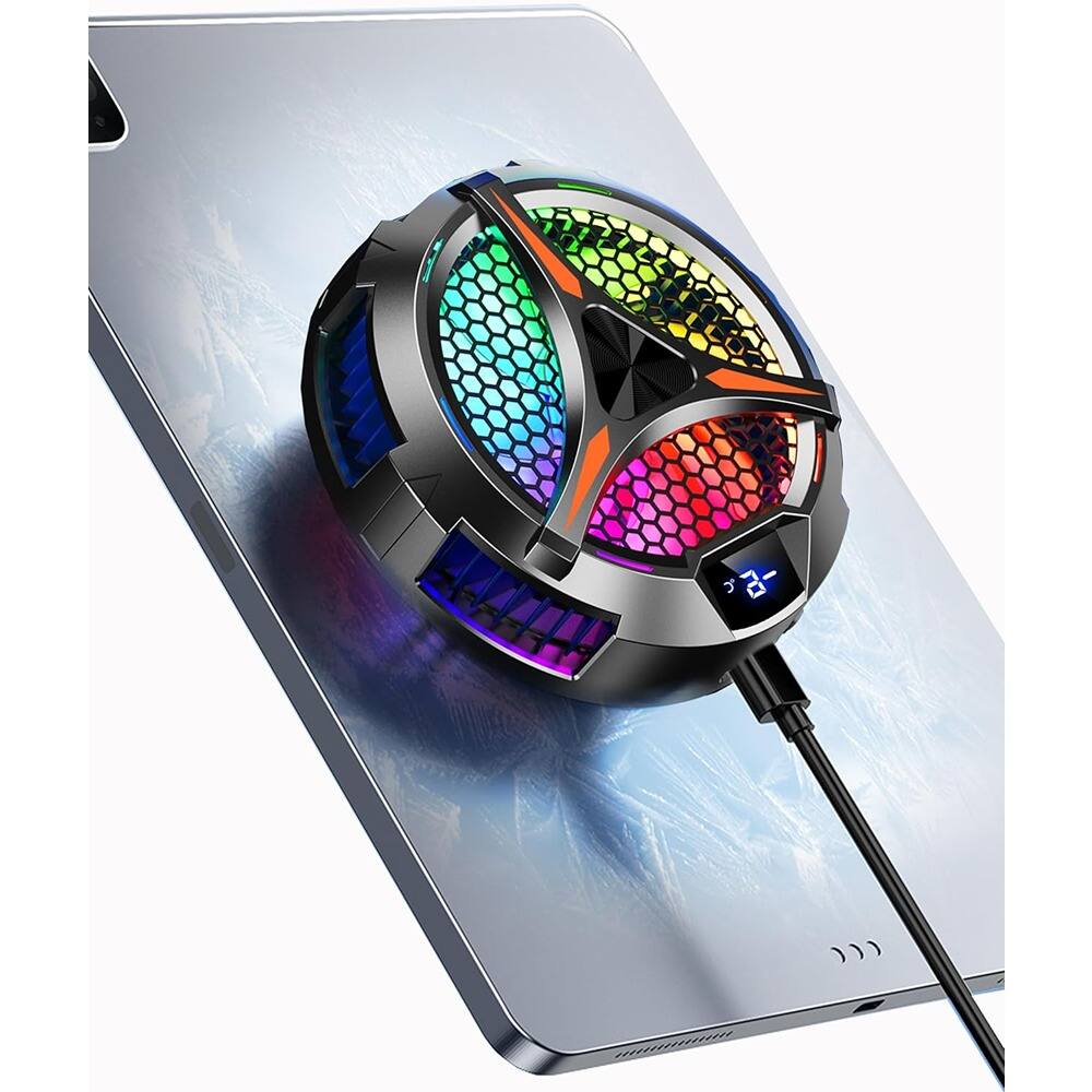 Front. ACJPR - Magnetic Tablet Cooler for iPad, Surface Pro, Samsung Tab, and Steam Deck with LED Temperature Monitor for Gaming and St - Black.