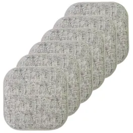 Sweet Home Collection - Broadway Memory Foam No Slip Back 16" x 16" Chair Pad Cushion, 6-Pack - Black/White