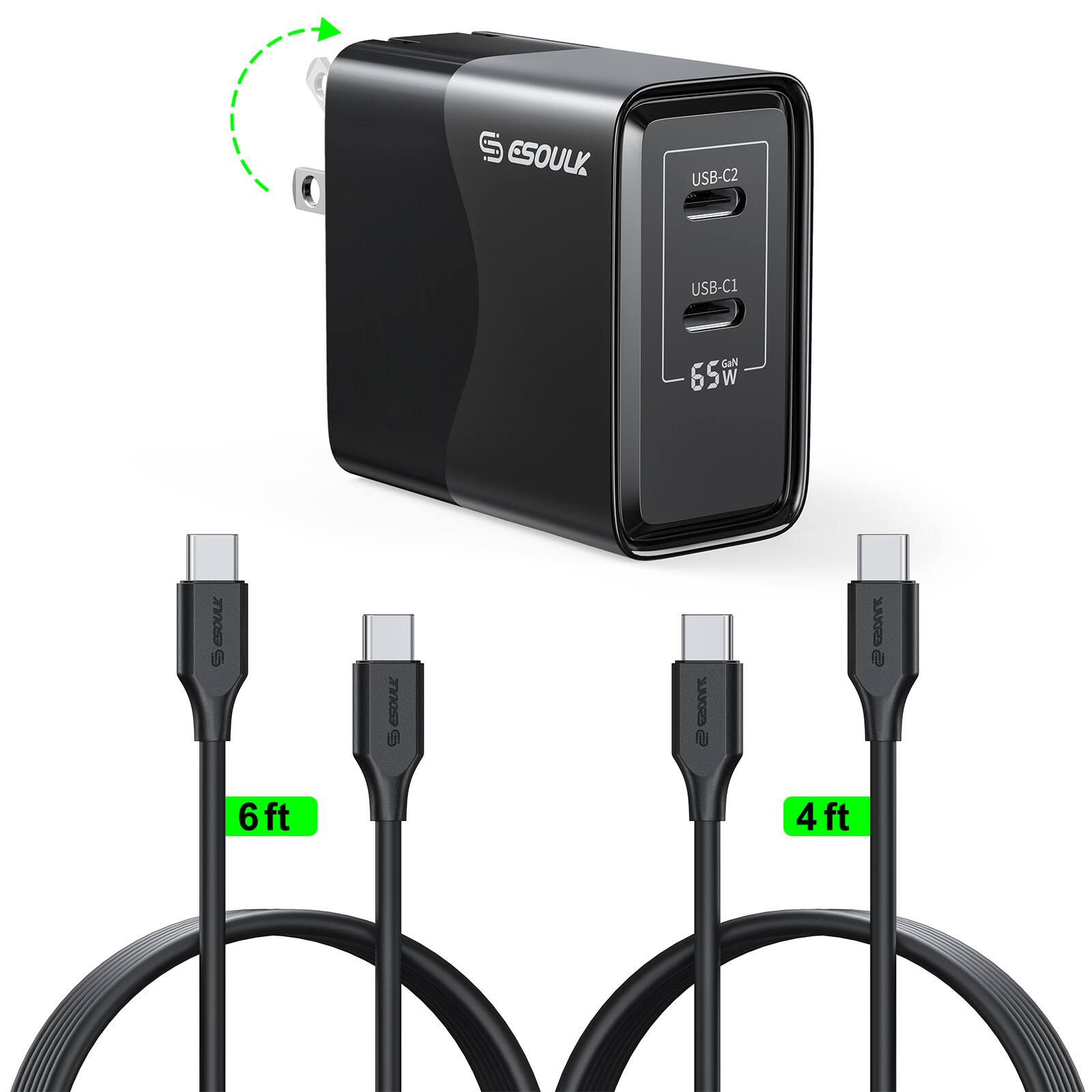 ESOULK USB-C2 C2 USB-C1 65W ESOULK 6ft 4ft
