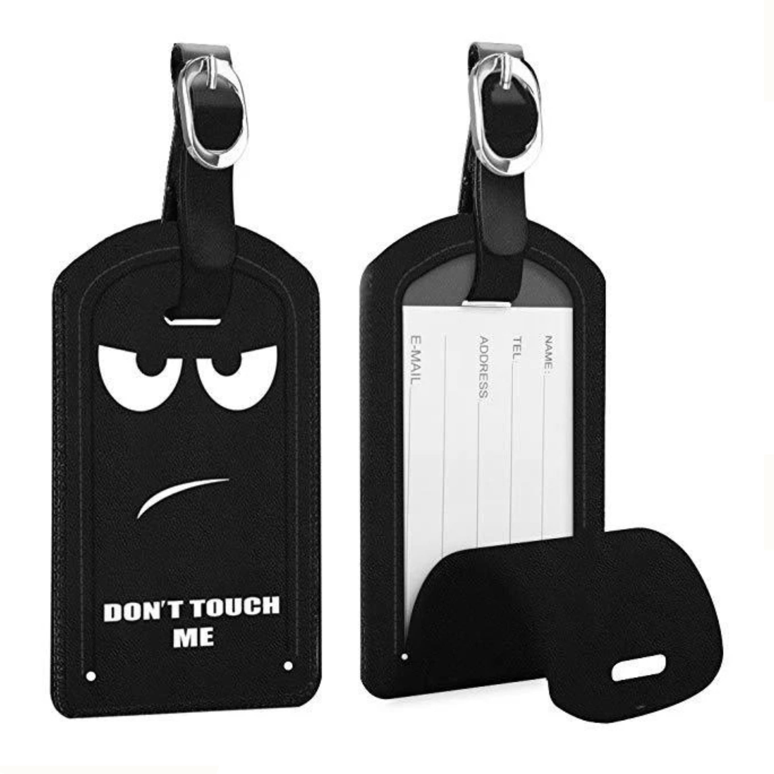 Kitcheniva - 2-Pack Luggage Tags with Privacy Shield Durable ID Labels for Bags & Suitcases Don`t Touch - Black