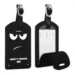 Kitcheniva - 2-Pack Luggage Tags with Privacy Shield Durable ID Labels for Bags & Suitcases Don`t Touch - Black