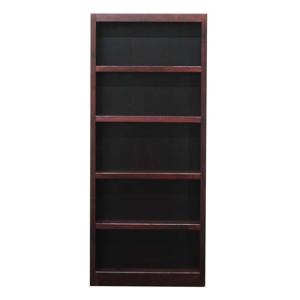 Concepts in Wood - Single Wide Bookcase 5 Shelves Cherry Finish - Red