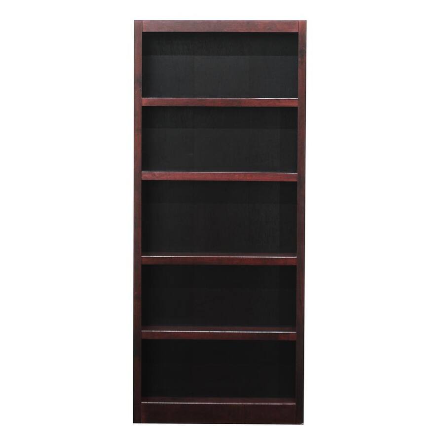 Single Bookcase Concepts in Wood Single Wide Bookcase 5 Shelves Cherry Finish Red ...