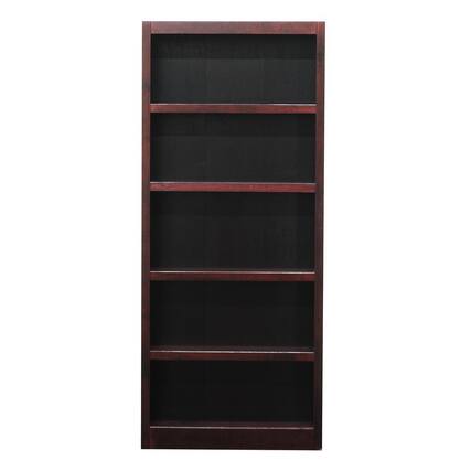 Front. Concepts in Wood - Single Wide Bookcase 5 Shelves Cherry Finish - Red.