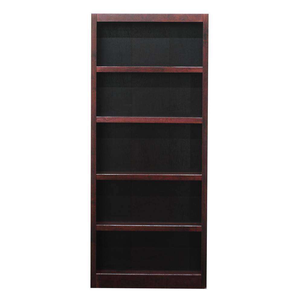Front. Concepts in Wood - Single Wide Bookcase 5 Shelves Cherry Finish - Red.