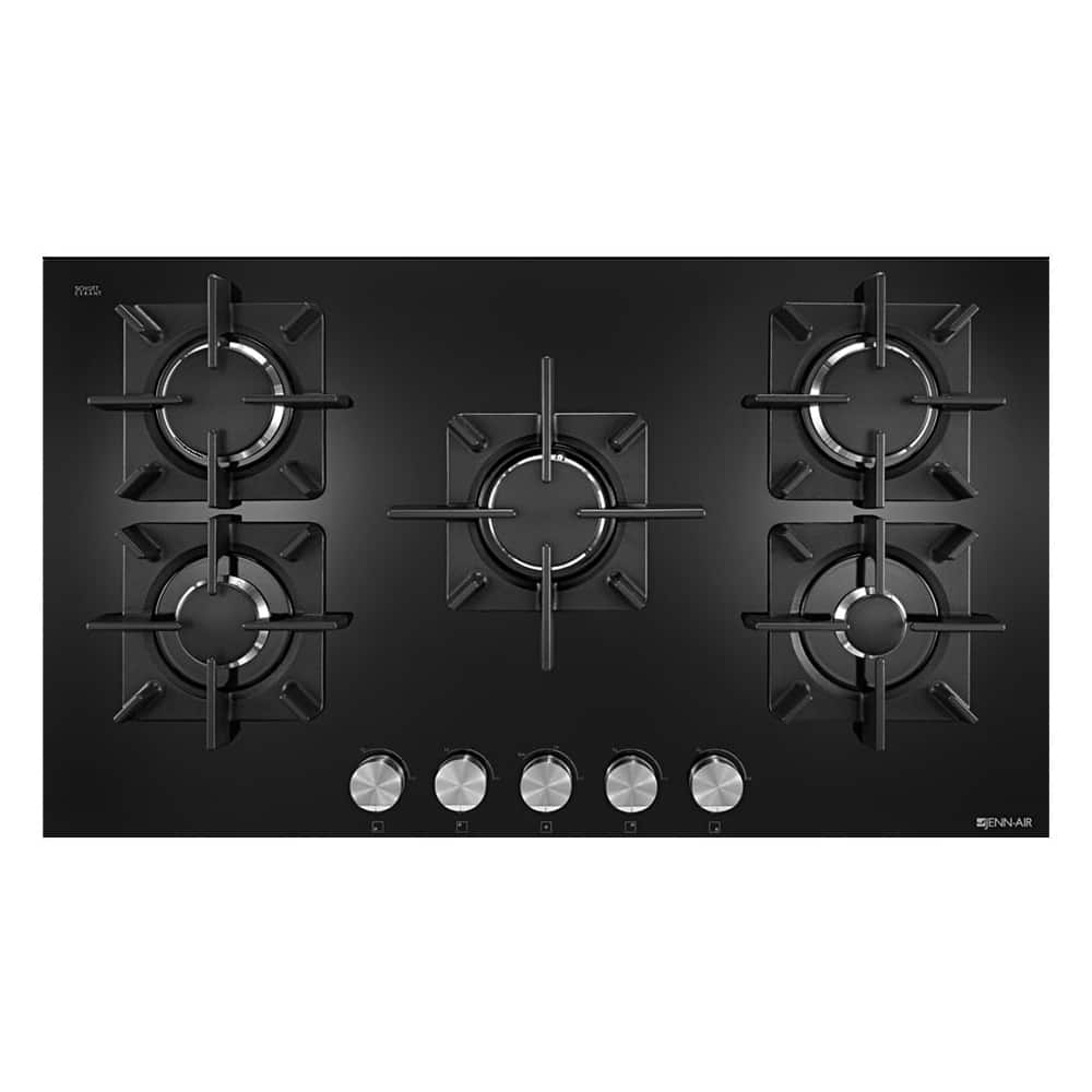 Angle. JennAir - 36" Gas Cooktop - Black.